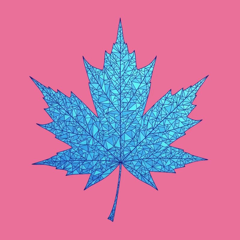 Geometric Blue Maple Leaf Print