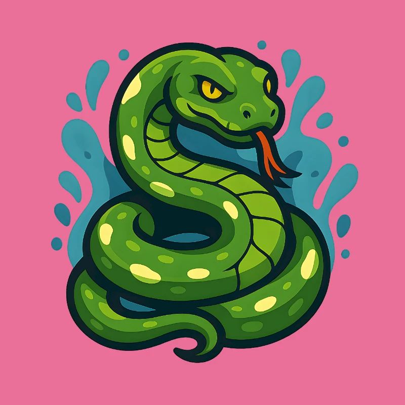 Green Tree Python Snake in Wave