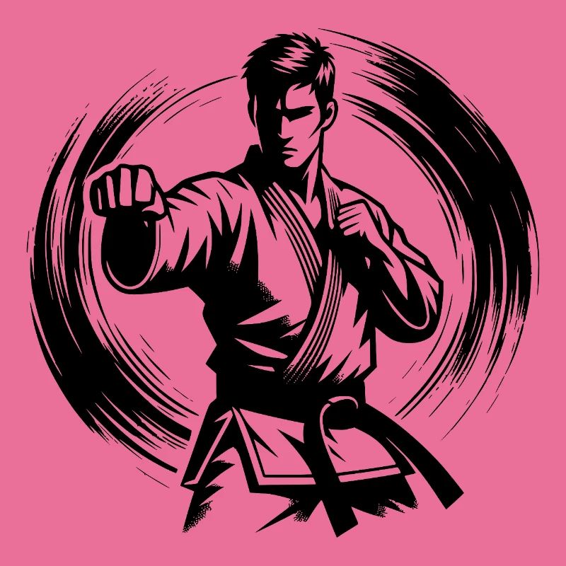 Dynamische Kampfpose Perfekte Karate Silhouette
