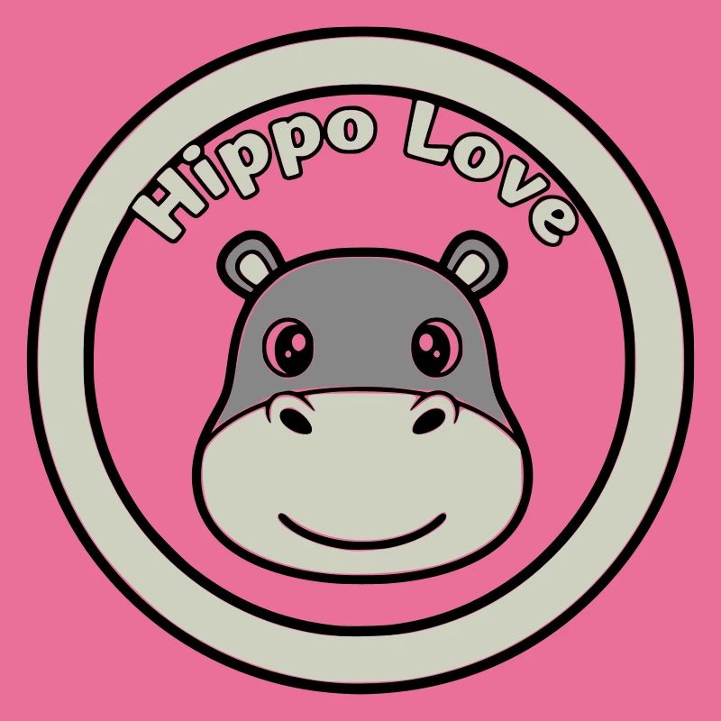 Hippo Love Nilpferd Logo Abzeichen