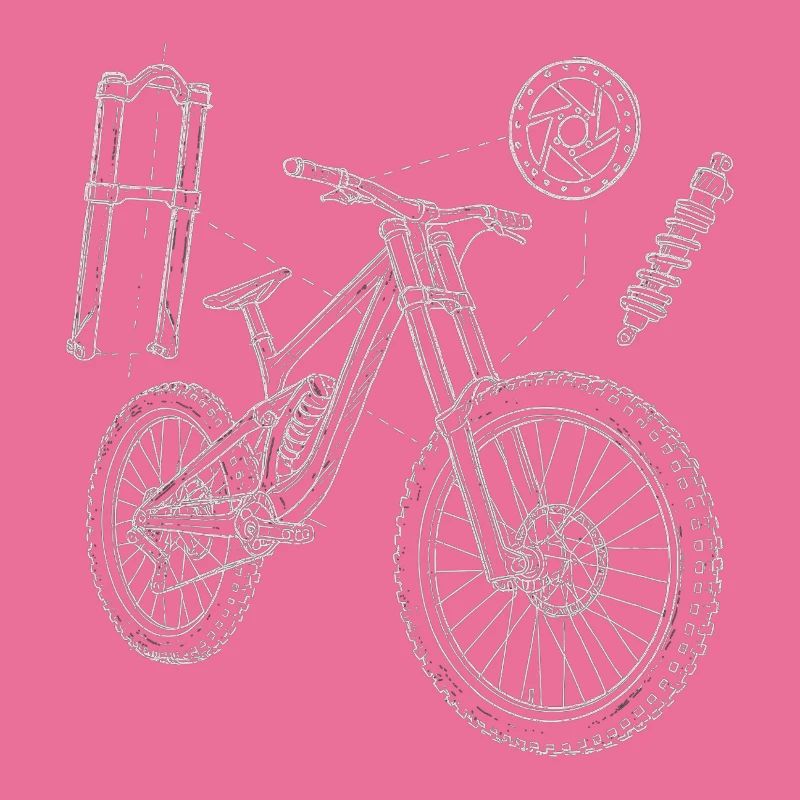 MTB Geometry Sketch: Downhill Exploded Drawing