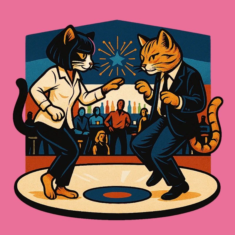 Deux chats rétro dansant – style vintage