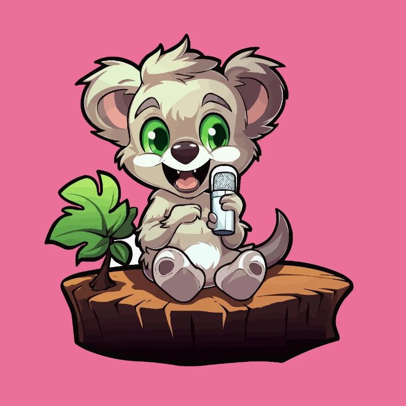 Small koala on the tree stump