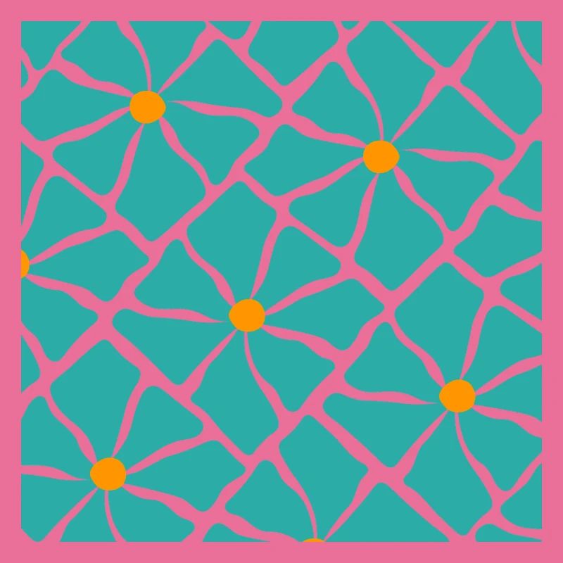 Turquoise Blossoms Mosaic Pattern
