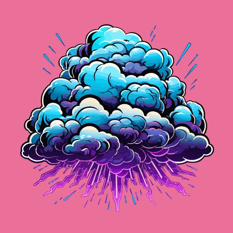 Blue Cloud Pop Explosion de néon