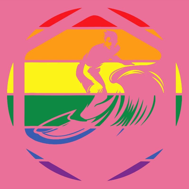Rainbow Wave Surfer Circle