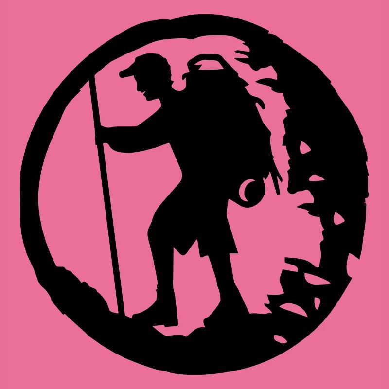 A hiker with backpack and trekking pole