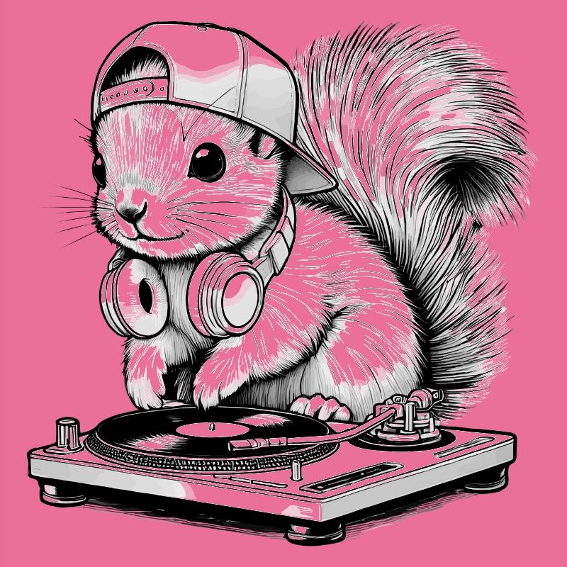 cooles Eichhörnchen-Motiv als DJ mit Kopfhörer
