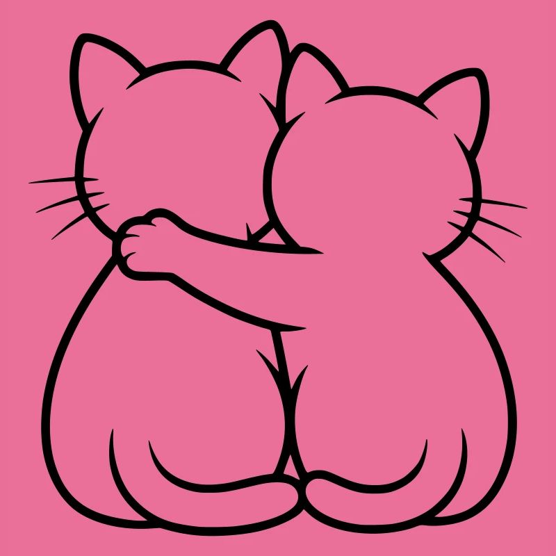 Cats couple hugging, hugging kitten, cat