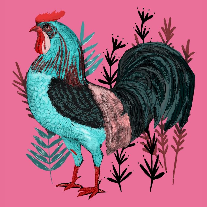 Le coq turquoise dans la conception végétale