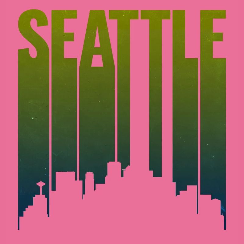 Seattle Skyline Green Gradient