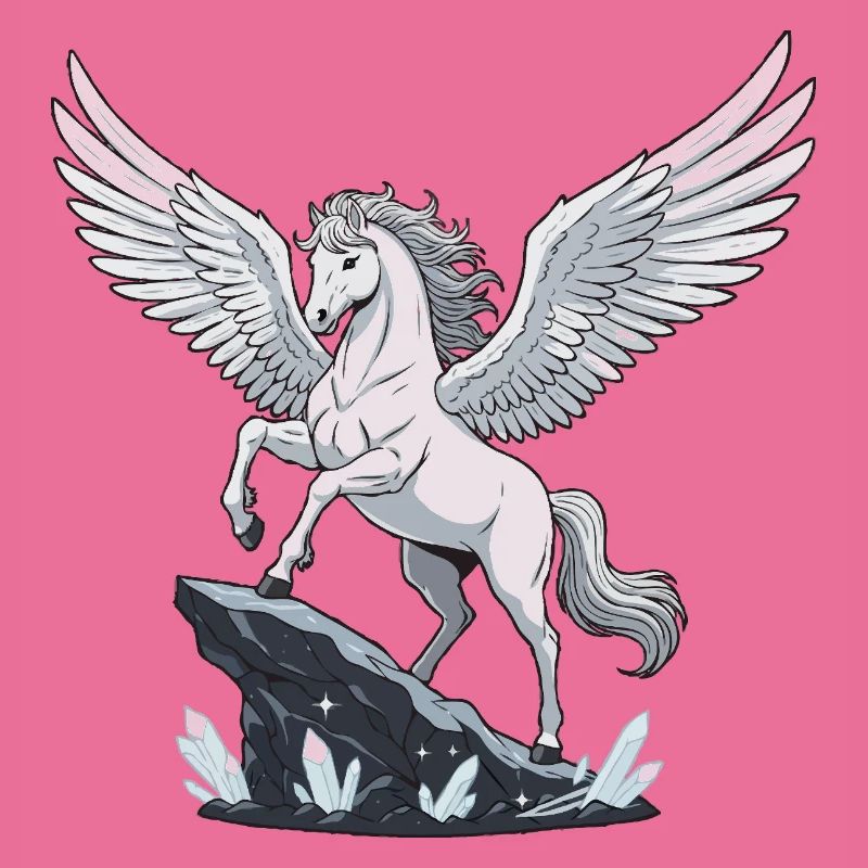 White Pegasus on Crystal Rock