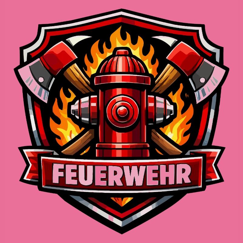 Fire Brigade Logo with Fire Hydrant and Flames