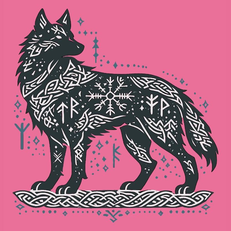 Nordic wolf with knot pattern