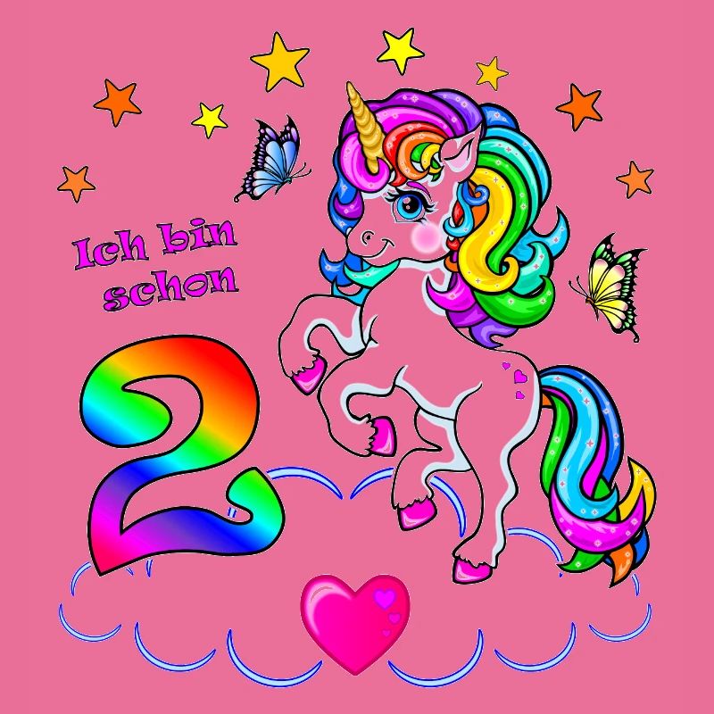Mädchen 2 Jahre Geburtstag Einhorn