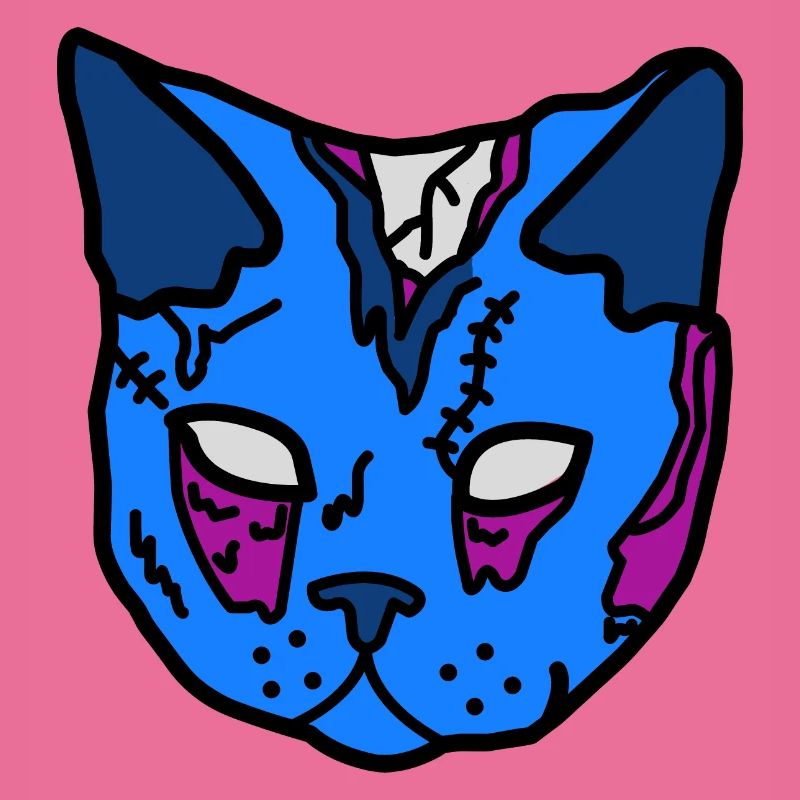 Blue Cat Mask Patchwork