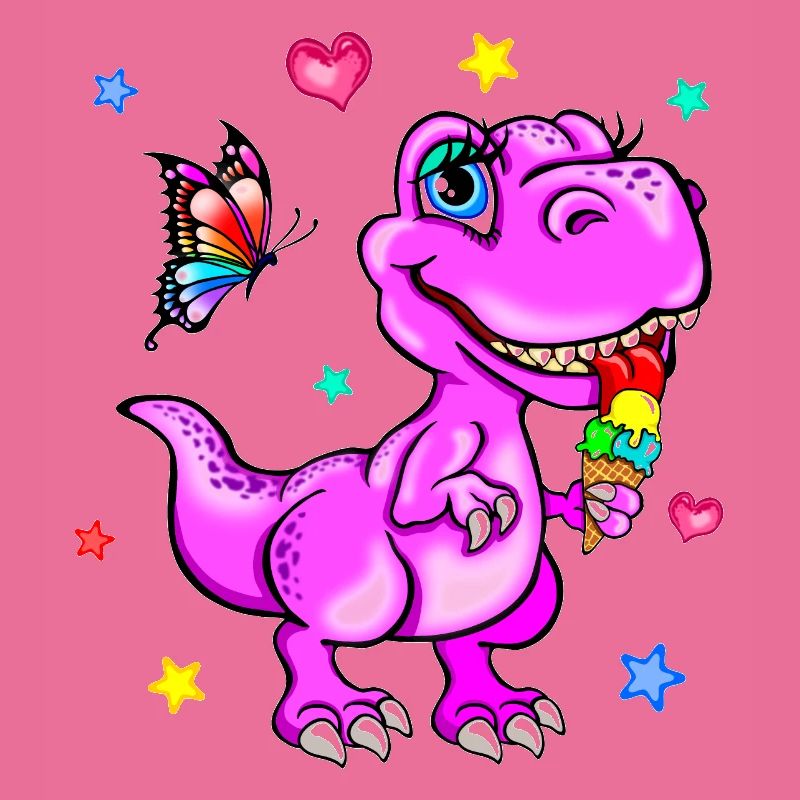 Rosa Dinosaurier mit Eiscreme
