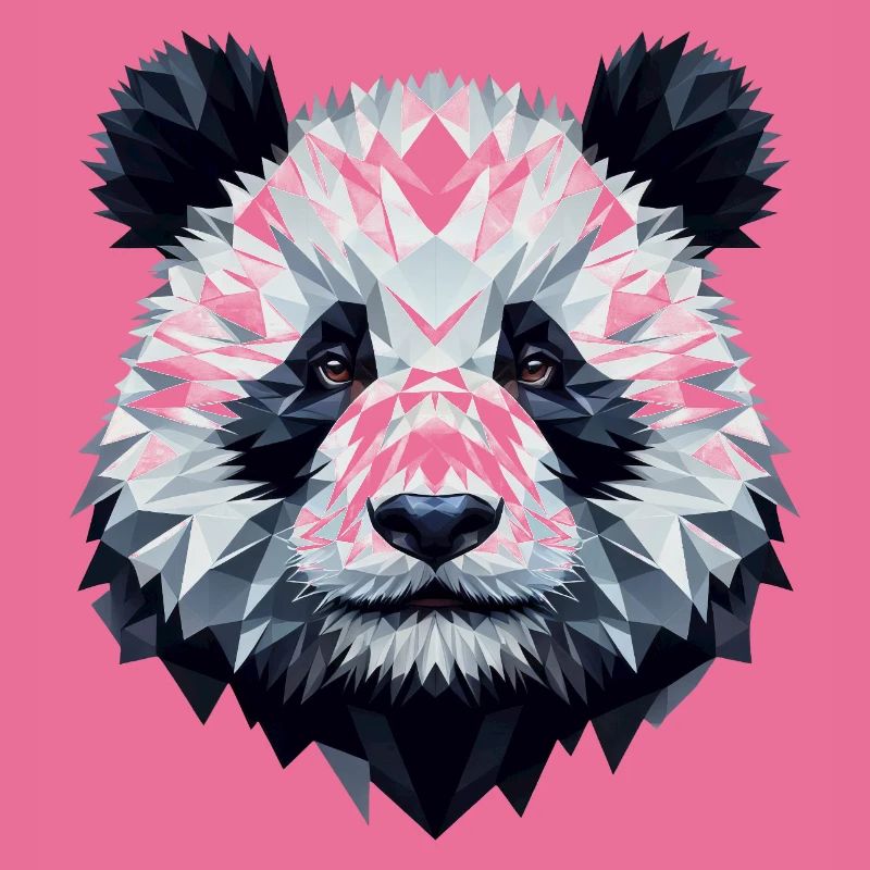 Panda Face Polygon Art Geometry