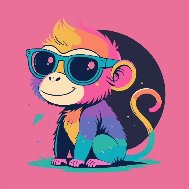 Rainbow Monkey with Glasses