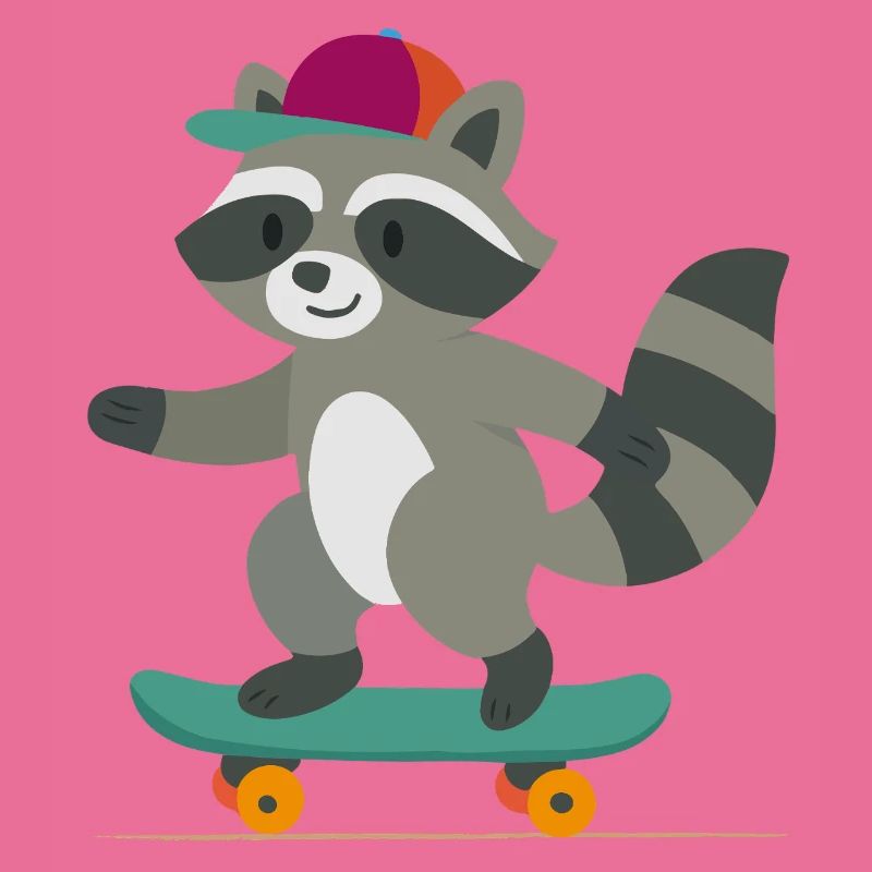 Skateboard-Waschbär mit Basecap