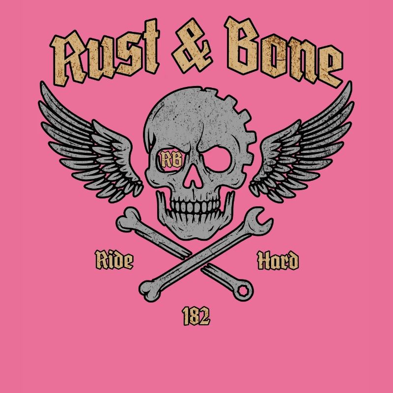 Rust Bone Motorcycle Skull Wing Design