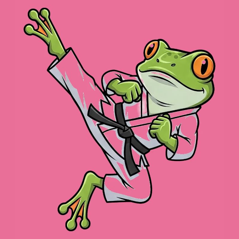 Whimsical Frog Toad Toad Karate Martial Arts