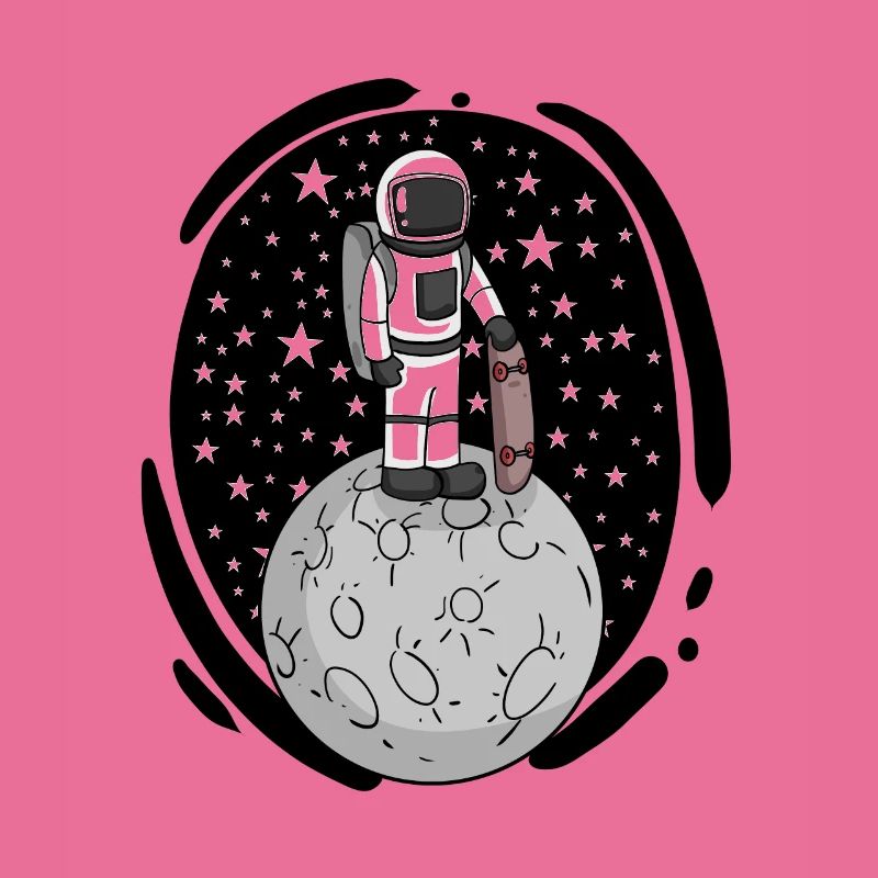 Astronaute avec skateboard dans l’espace