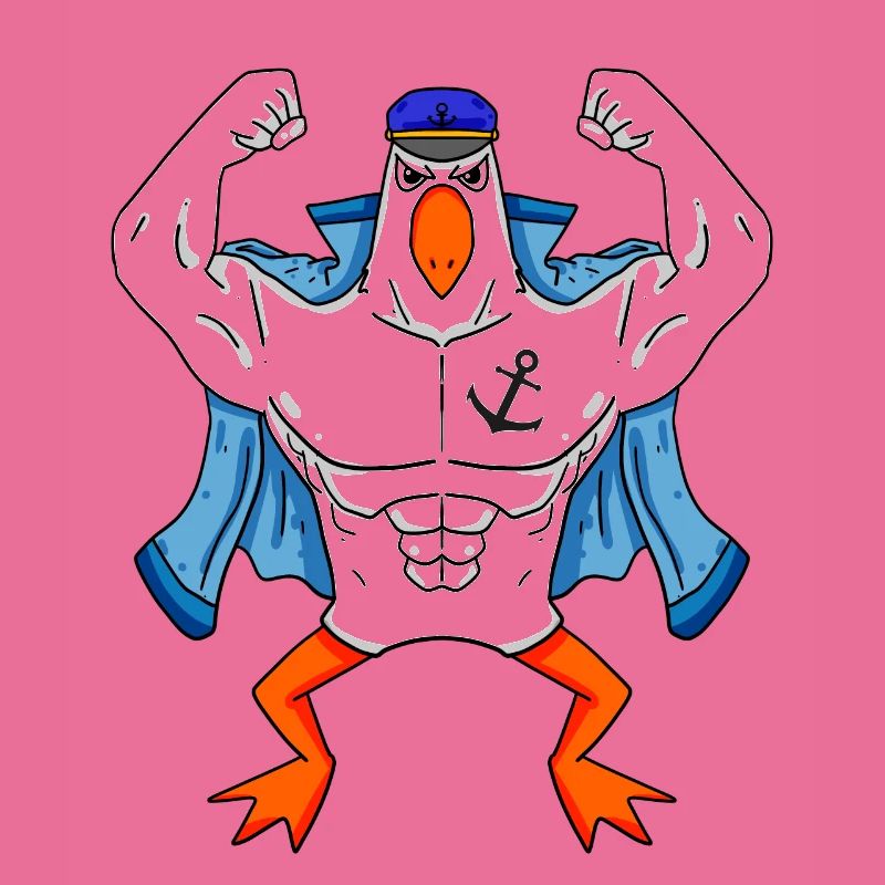 Muskelöse Seemöwe mit Anker Tattoo Möwe Geschenk