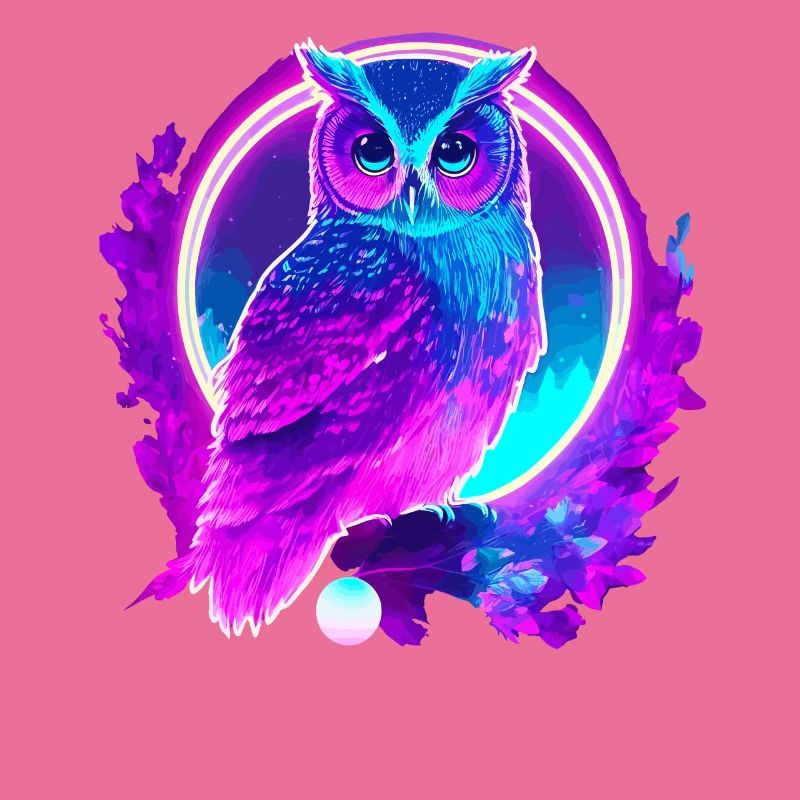 Owl Neon Moon Synthwave