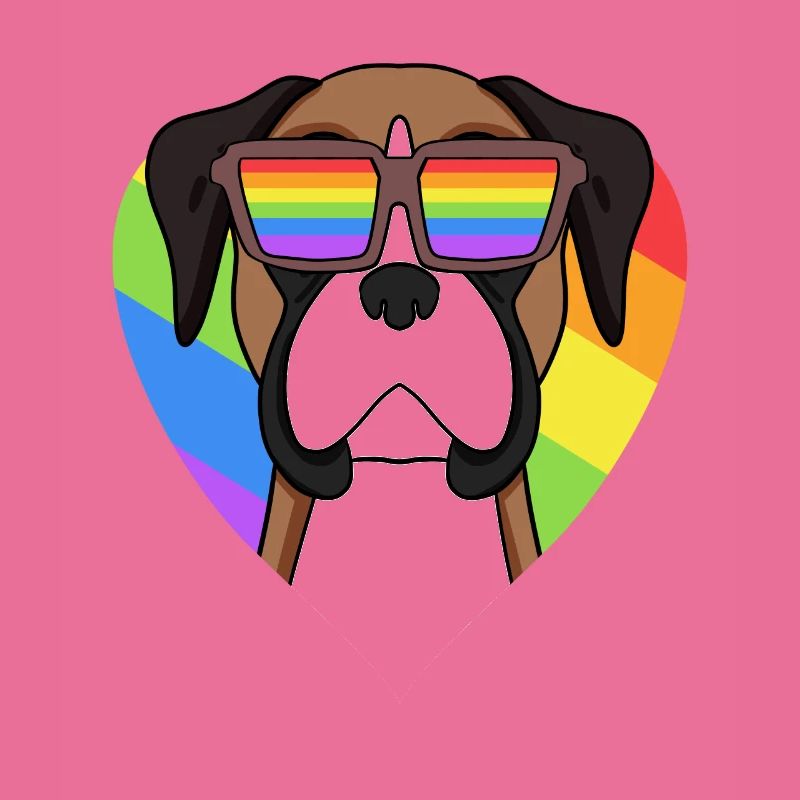 Regenbogen - Hund Deutscher Boxer mit Brille