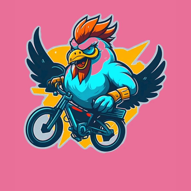 Coq avec vélo