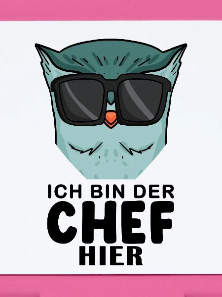 Chef Spruch mit Eule Motiv