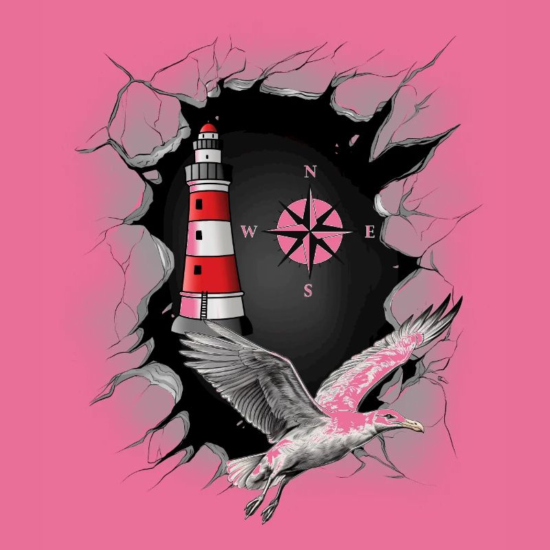 Seagull Lighthouse Compass Maritime Ahoy