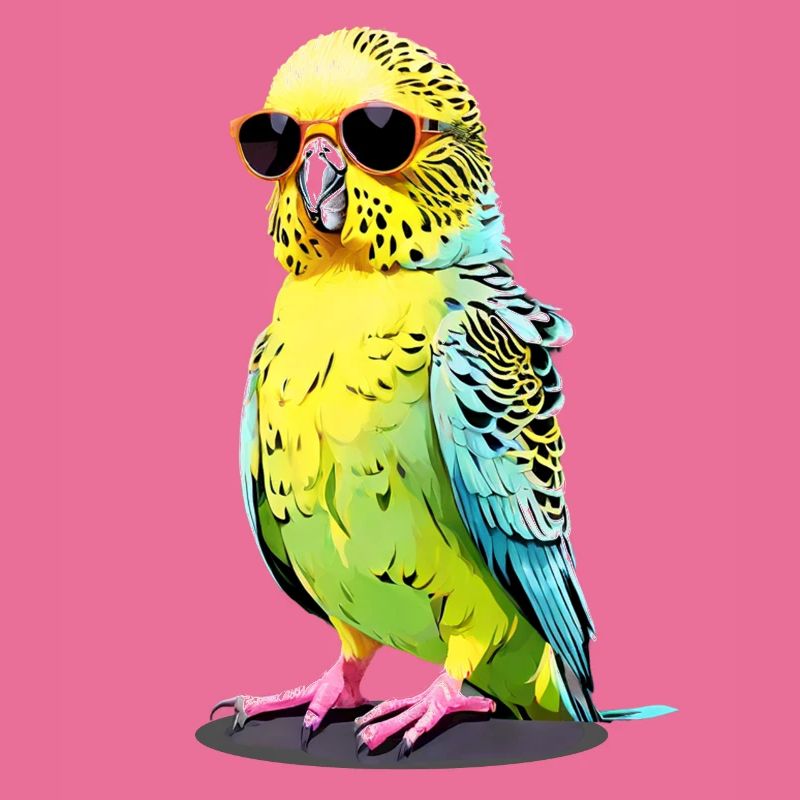 Cool budgie with sunglasses