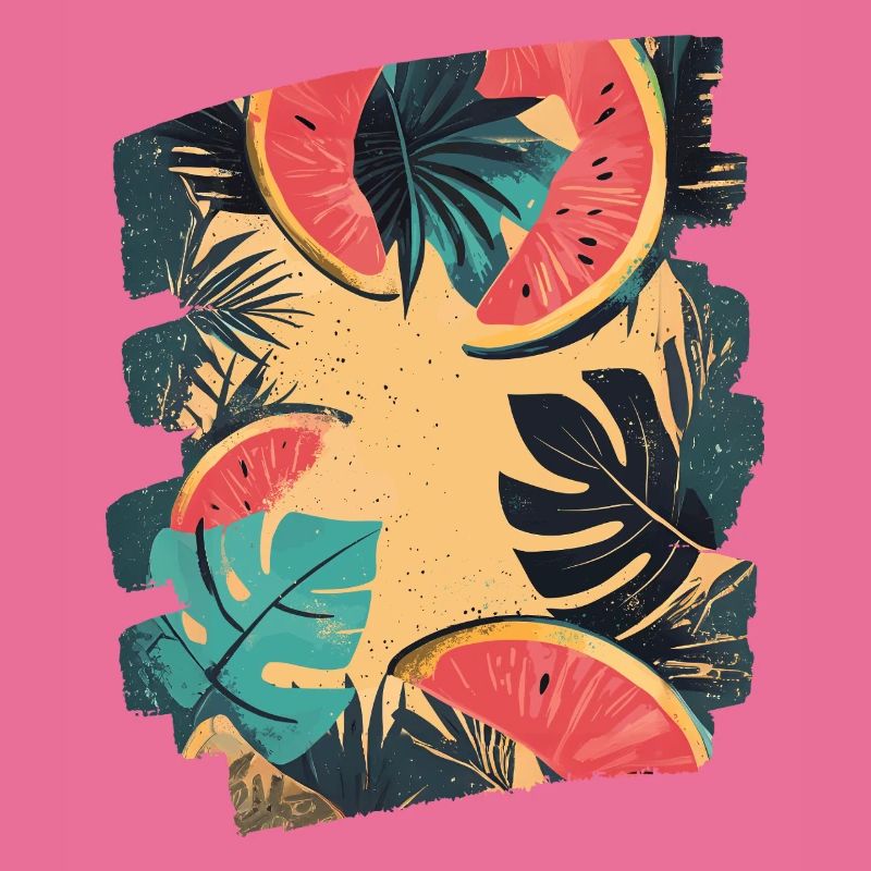 Pastèque d’été et palmiers