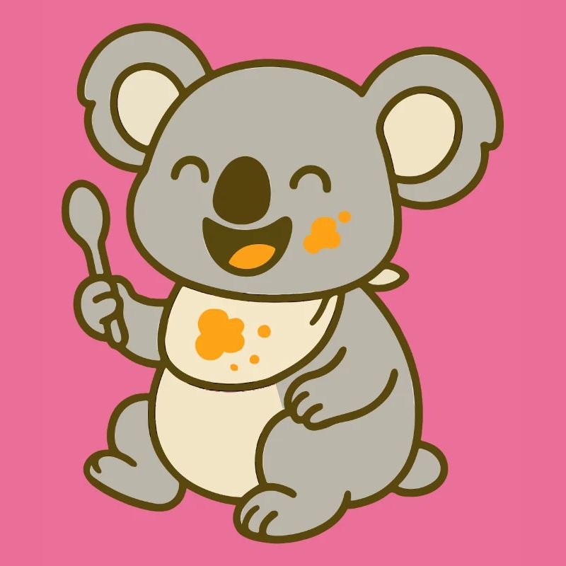 Mignon bébé koala mangeant