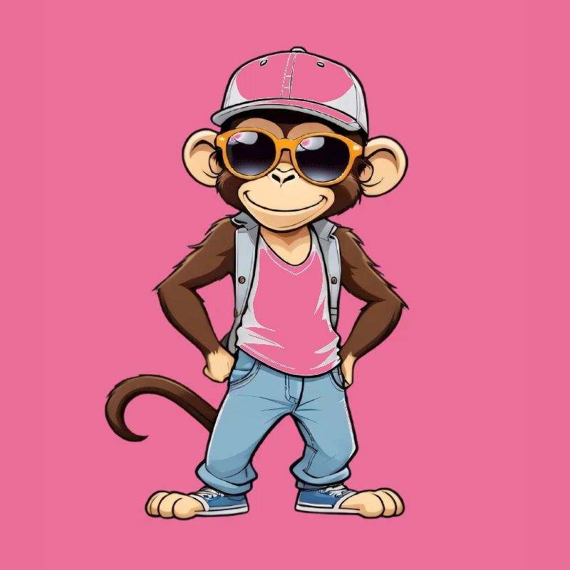 Cool monkey with sunglasses and cap