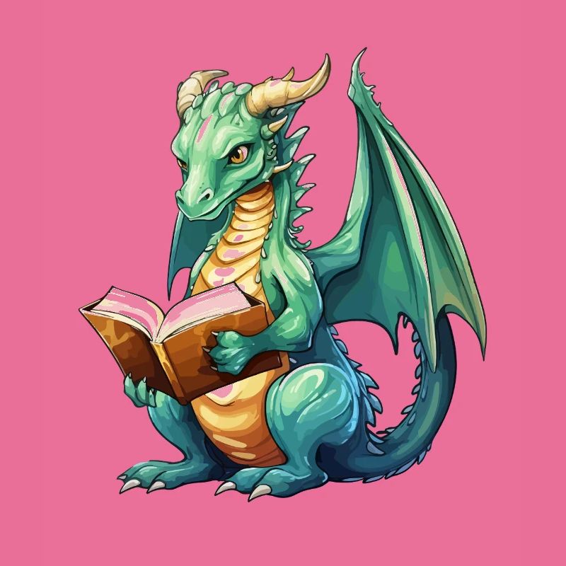 Fantasy-Lese-Drache mit Buch