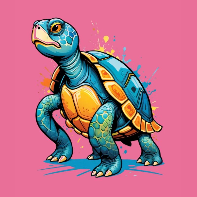 Colored turtle illustration with splashes