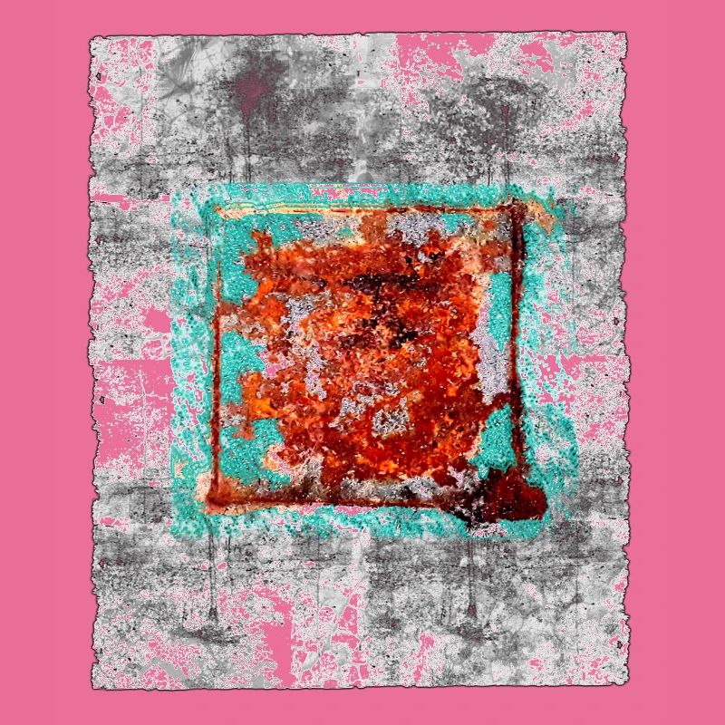 Rust square on grey texture
