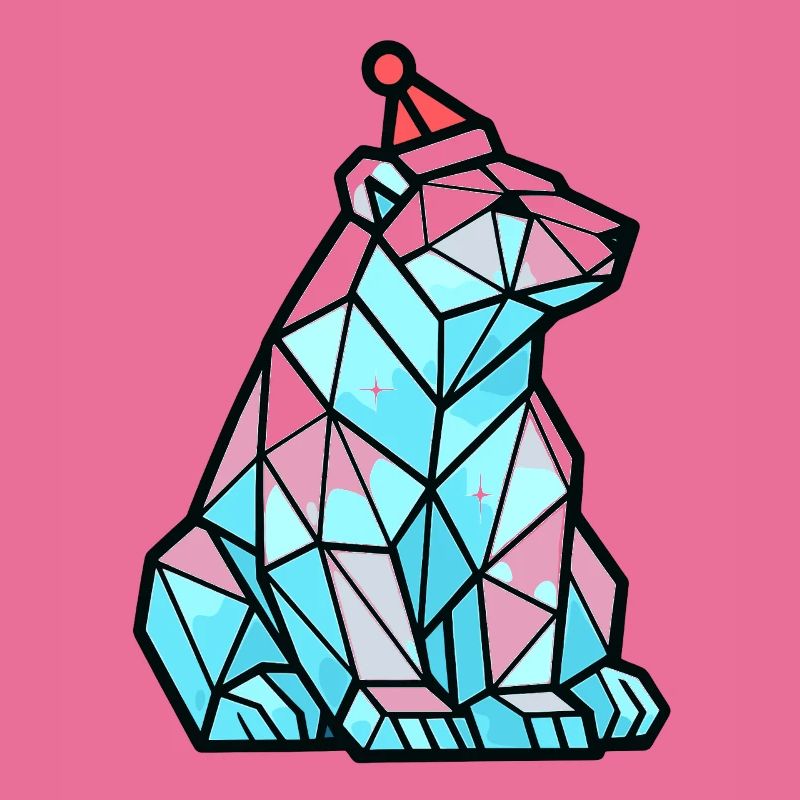Polygon Eisbär mit Weihnachtsmütze