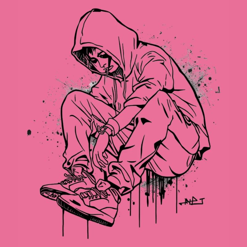 Silhouette Kapuzenpullover Graffiti