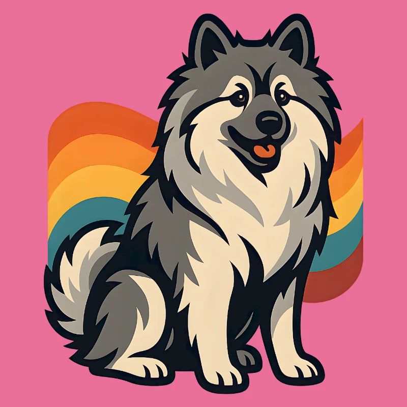 Deutscher Spitz Hund im Regenbogen Hintergrund