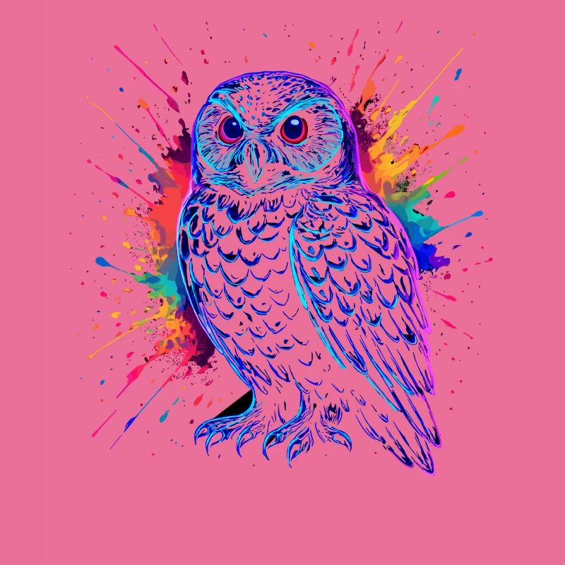 Neon Eule Farb-Splash Kunst Shirt
