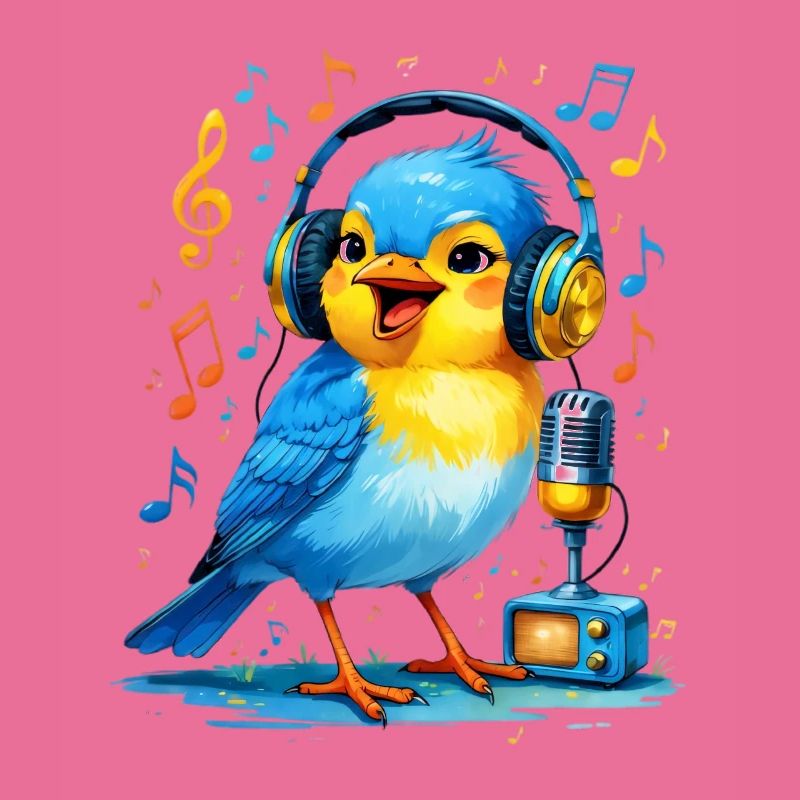 Karaoke Vogel mit Kopfhörern