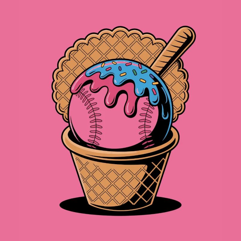 Baseball Eiscreme In Waffel Mit Schläger