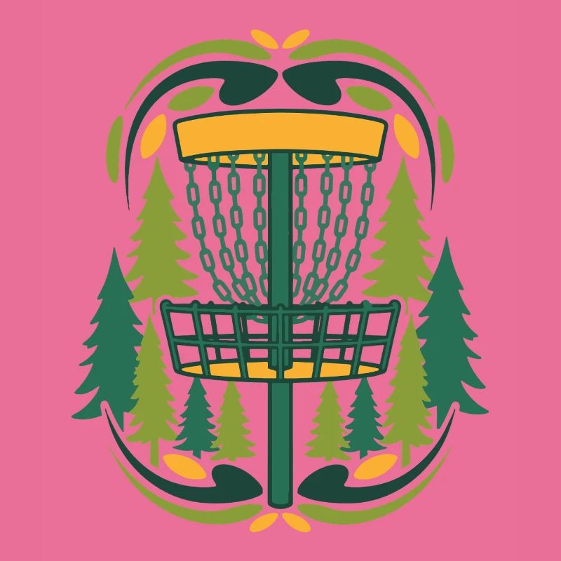Forest Disc Golf Basket Flying Disc Scene