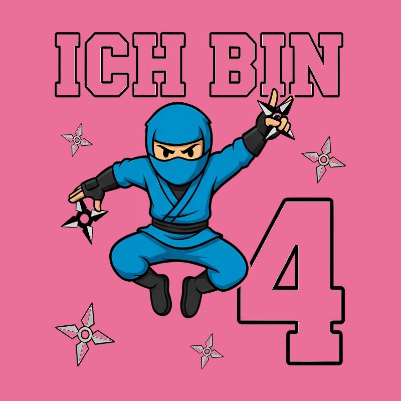 Ich bin 4 Ninja 4. Geburtstag blau Karate