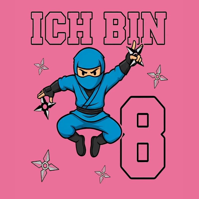 Ich bin 8 Ninja 8. Geburtstag blau Karate