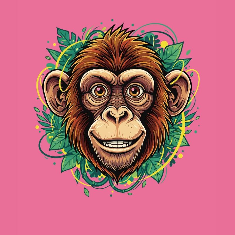 Tropical Monkey Head with Leaf Wreath
